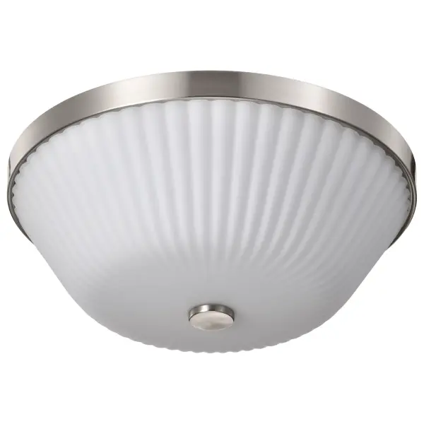 Royale 3-Light Flush Mount in Brushed Nickel with Ribbed White Glass - Image 3