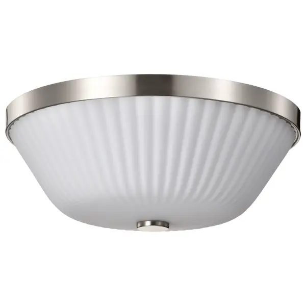 Royale 3-Light Flush Mount in Brushed Nickel with Ribbed White Glass - Image 5