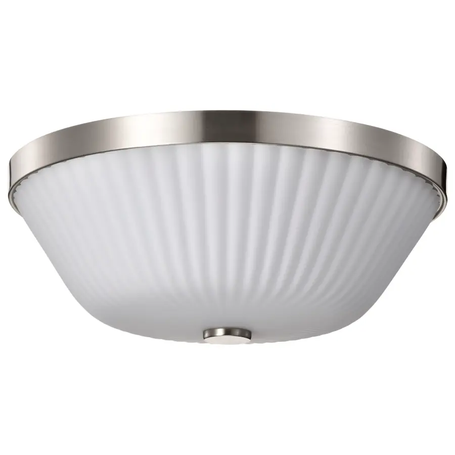 Royale 3-Light Flush Mount in Brushed Nickel with Ribbed White Glass - Image 5