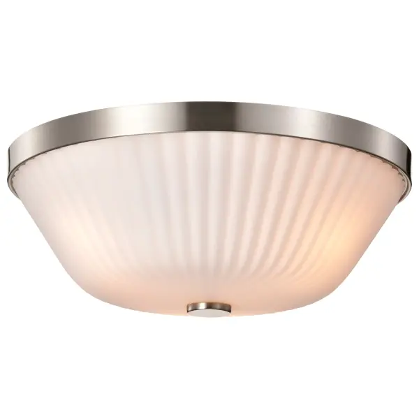 Royale 3-Light Flush Mount in Brushed Nickel with Ribbed White Glass - Image 6