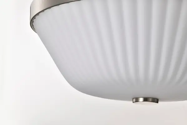 Royale 3-Light Flush Mount in Brushed Nickel with Ribbed White Glass - Image 7
