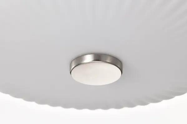 Royale 3-Light Flush Mount in Brushed Nickel with Ribbed White Glass - Image 9