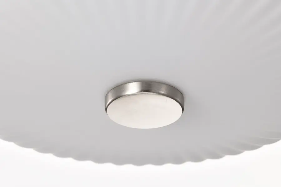Royale 3-Light Flush Mount in Brushed Nickel with Ribbed White Glass - Image 9