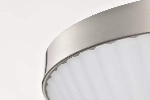 Royale 3-Light Flush Mount in Brushed Nickel with Ribbed White Glass - Image 10