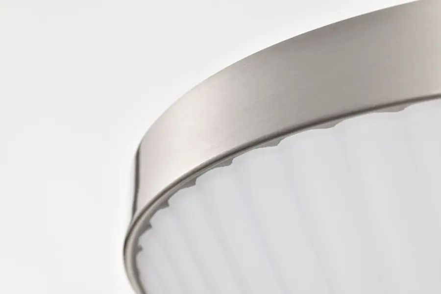 Royale 3-Light Flush Mount in Brushed Nickel with Ribbed White Glass - Image 10