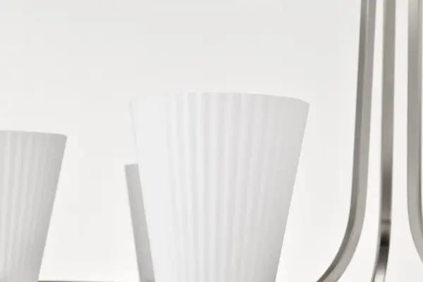 Royale 6-Light Chandelier in Brushed Nickel with Ribbed White Glass - Image 11