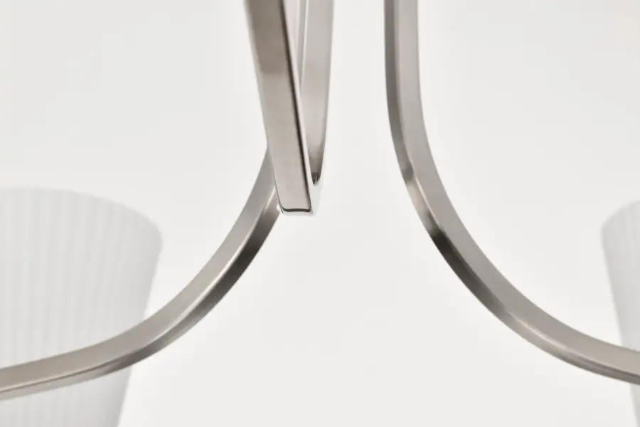 Royale 6-Light Chandelier in Brushed Nickel with Ribbed White Glass - Image 13