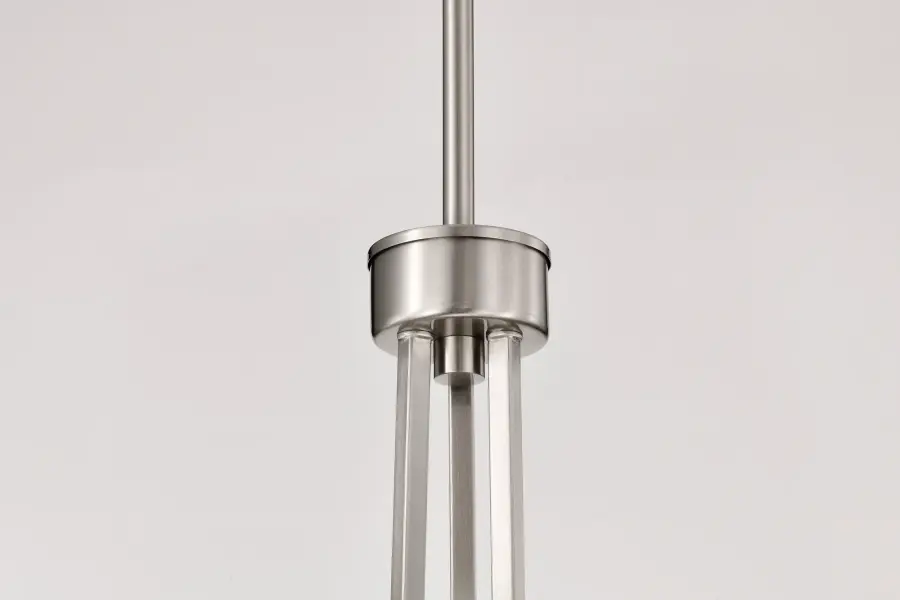 Royale 6-Light Chandelier in Brushed Nickel with Ribbed White Glass - Image 7