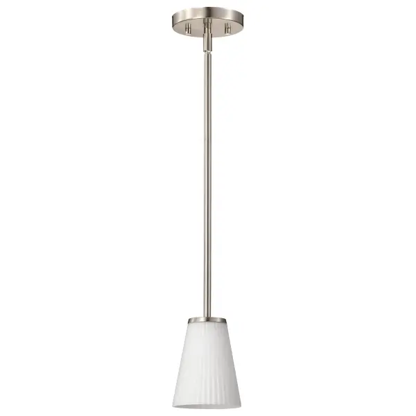 Royale Mini Pendant - Brushed Nickel with Ribbed White Glass - Image 3