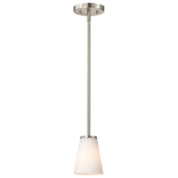 Royale Mini Pendant - Brushed Nickel with Ribbed White Glass - Image 4