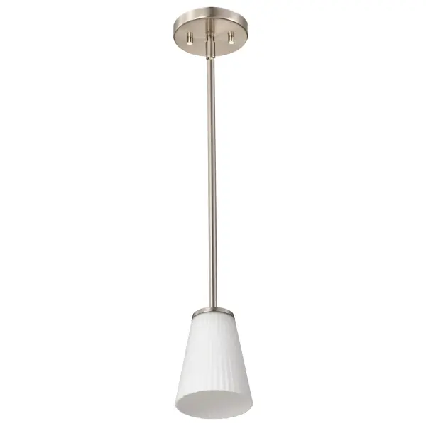 Royale Mini Pendant - Brushed Nickel with Ribbed White Glass - Image 5