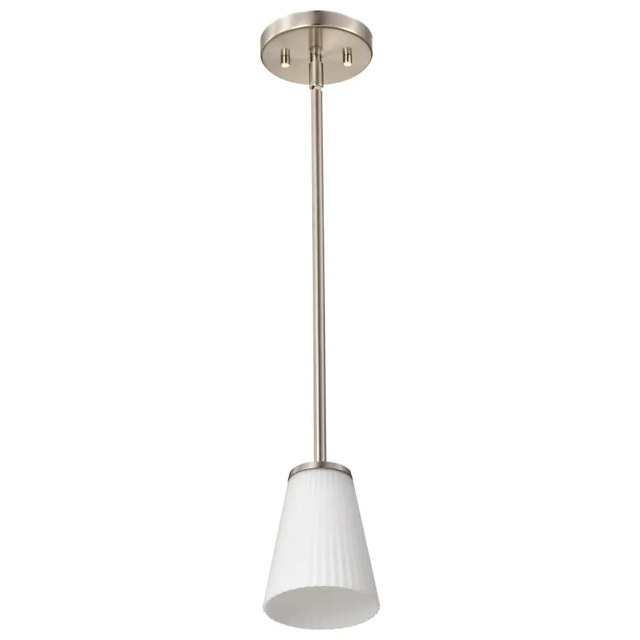 Royale Mini Pendant - Brushed Nickel with Ribbed White Glass - Image 5
