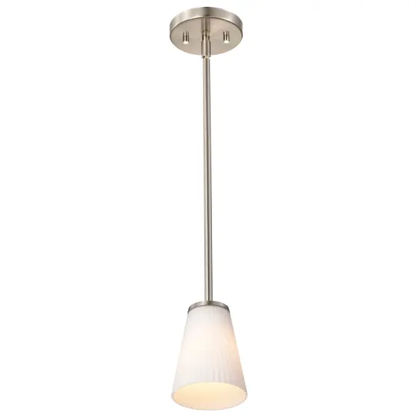 Royale Mini Pendant - Brushed Nickel with Ribbed White Glass - Image 6
