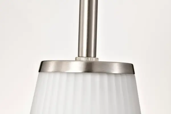 Royale Mini Pendant - Brushed Nickel with Ribbed White Glass - Image 7