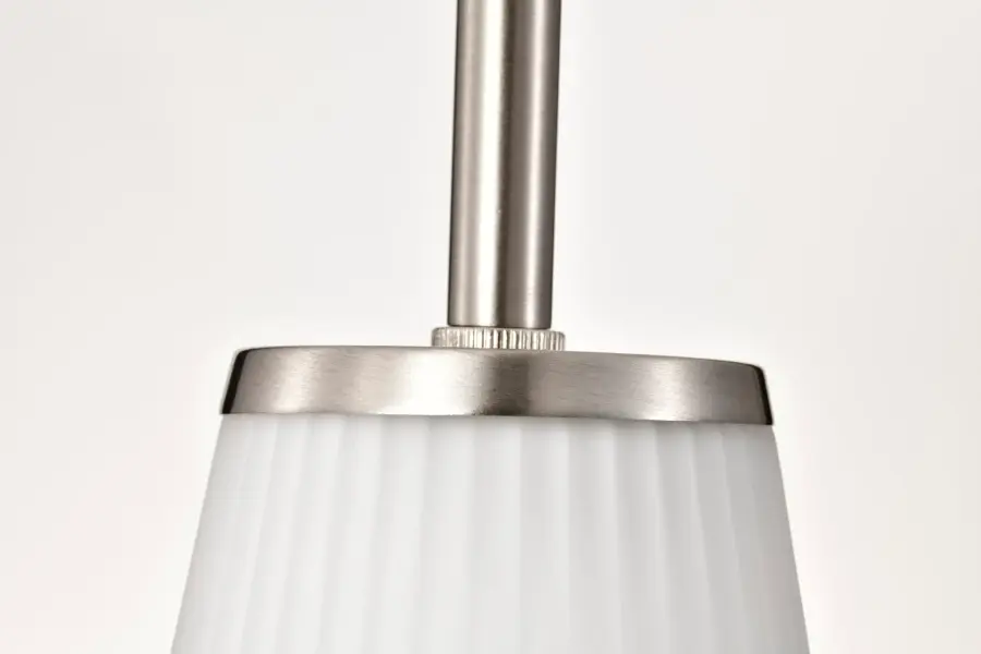 Royale Mini Pendant - Brushed Nickel with Ribbed White Glass - Image 7