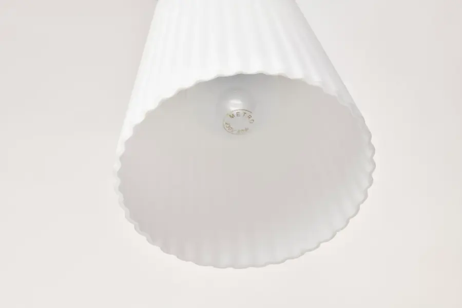 Royale Mini Pendant - Brushed Nickel with Ribbed White Glass - Image 9