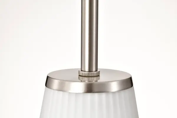 Royale Mini Pendant - Brushed Nickel with Ribbed White Glass - Image 10