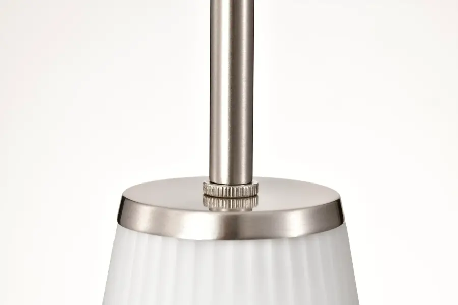 Royale Mini Pendant - Brushed Nickel with Ribbed White Glass - Image 10