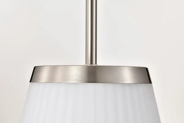 Royale Large Pendant in Brushed Nickel with Ribbed White Glass - Image 8