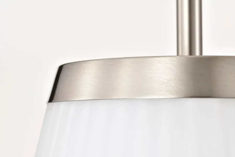 Royale Large Pendant in Brushed Nickel with Ribbed White Glass - Image 9