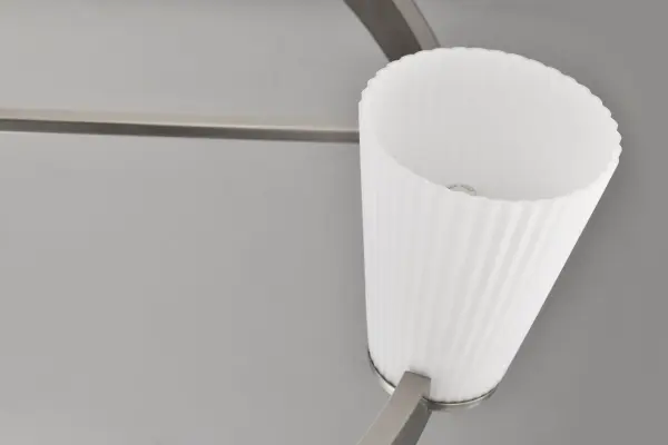 Royale 8-Light Chandelier in Brushed Nickel with Ribbed White Glass - Image 11