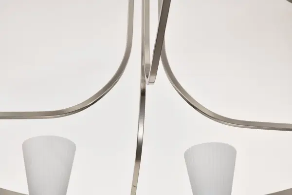 Royale 8-Light Chandelier in Brushed Nickel with Ribbed White Glass - Image 17