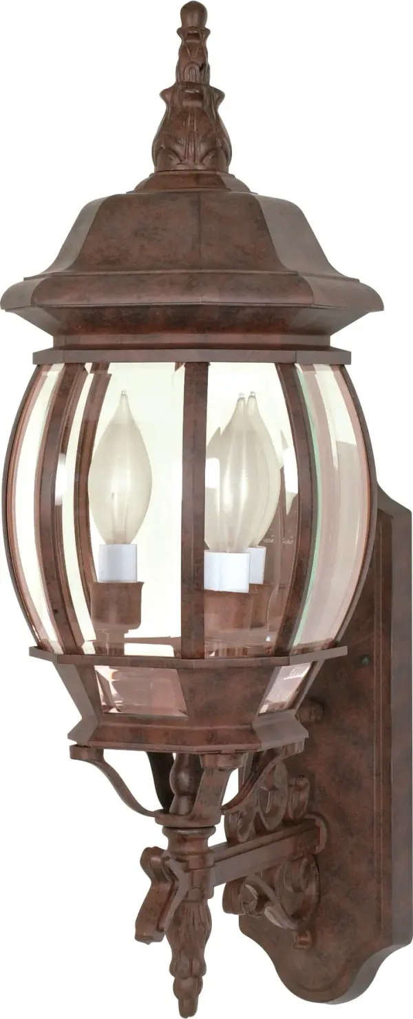 The Central Park wall lantern combines classic design with practical outdoor lighting. Its clear beveled glass and old bronze finish create sophisticated curb appeal while providing reliable illumination for entryways and exterior spaces.