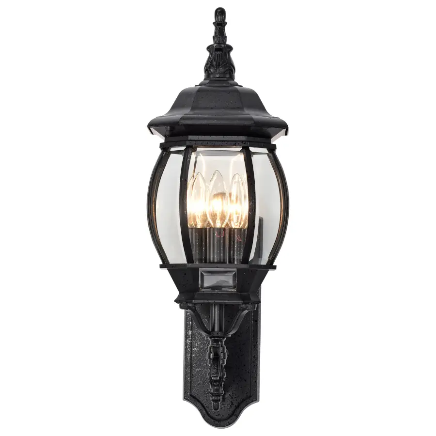 Central Park 3-Light Outdoor Wall Lantern with Clear Beveled Glass - Image 4