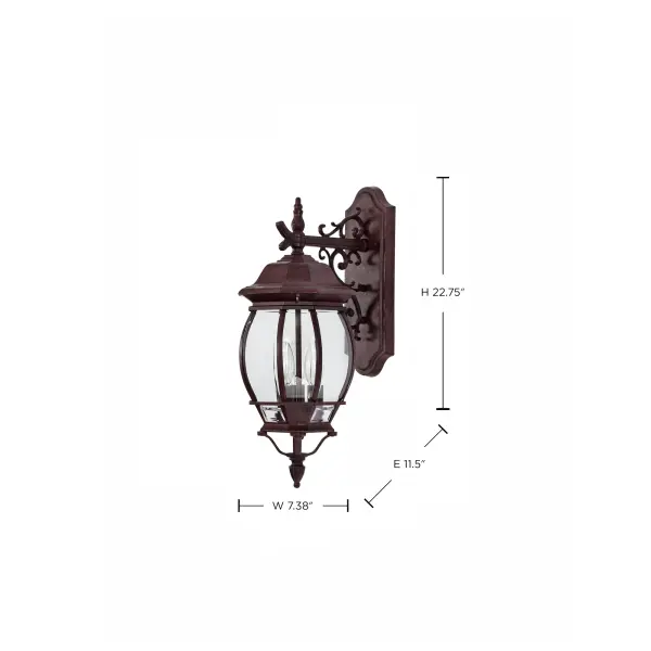 Central Park 3-Light Outdoor Wall Lantern with Clear Beveled Glass - Image 12
