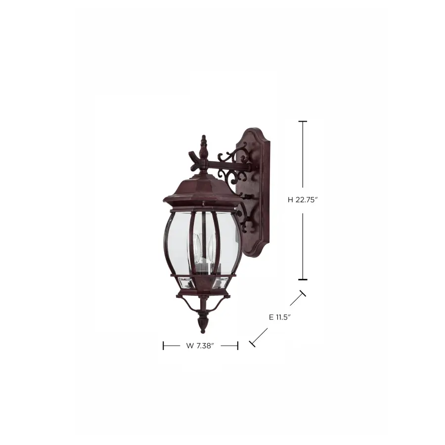 Central Park 3-Light Outdoor Wall Lantern with Clear Beveled Glass - Image 12