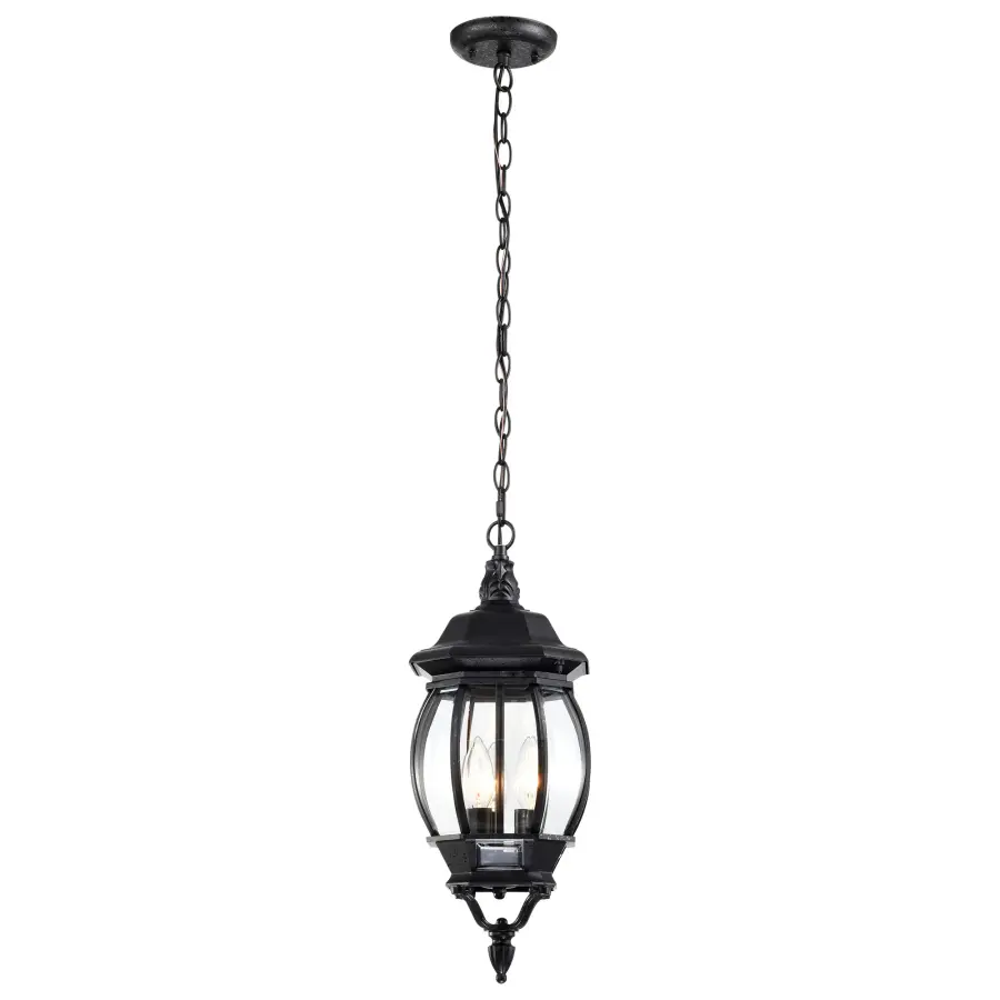 Central Park 3-Light Outdoor Hanging Lantern with Clear Beveled Glass - Image 2