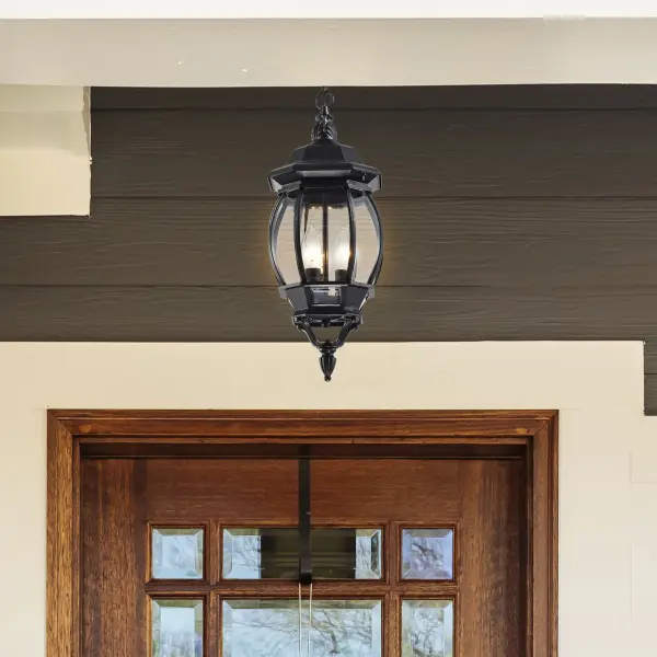 Central Park 3-Light Outdoor Hanging Lantern with Clear Beveled Glass - Image 13