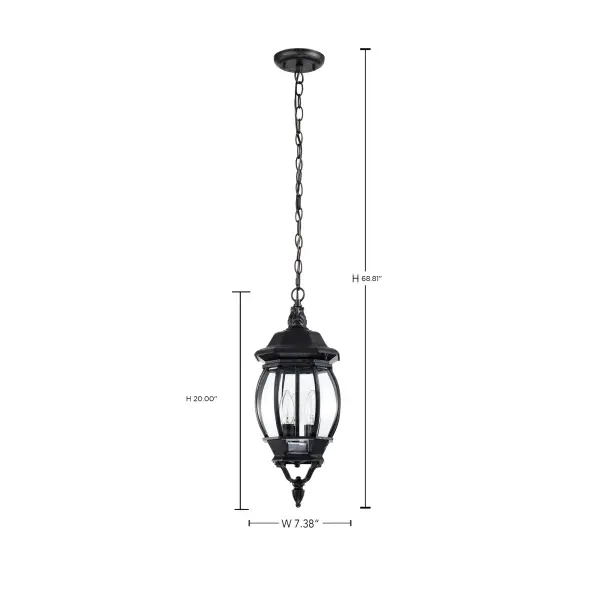 Central Park 3-Light Outdoor Hanging Lantern with Clear Beveled Glass - Image 15