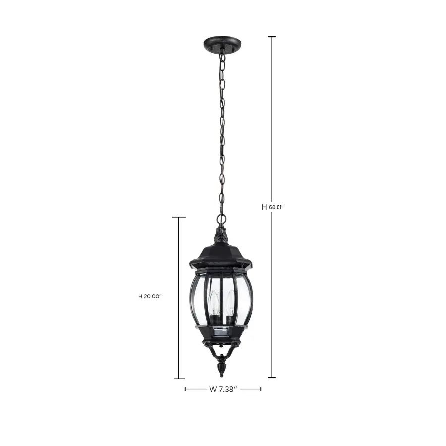 Central Park 3-Light Outdoor Hanging Lantern with Clear Beveled Glass - Image 15