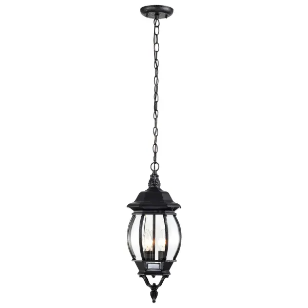 Central Park 3-Light Outdoor Hanging Lantern with Clear Beveled Glass - Image 4
