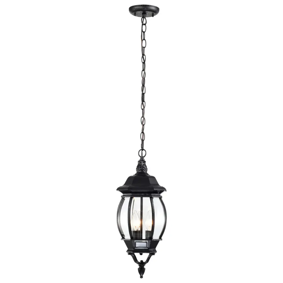 Central Park 3-Light Outdoor Hanging Lantern with Clear Beveled Glass - Image 4