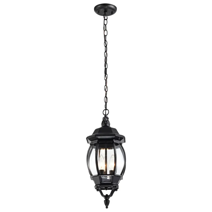 Central Park 3-Light Outdoor Hanging Lantern with Clear Beveled Glass - Image 5