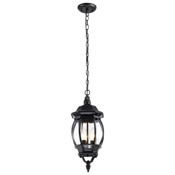 Central Park 3-Light Outdoor Hanging Lantern with Clear Beveled Glass - Image 6