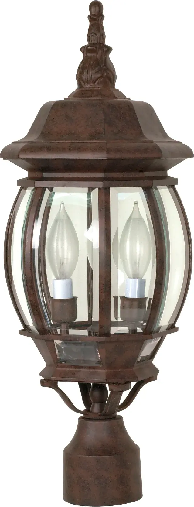 Central Park 3-Light Outdoor Post Lantern with Clear Beveled Glass - Image 1