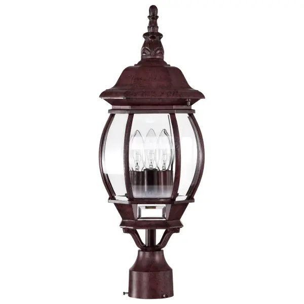 Central Park 3-Light Outdoor Post Lantern with Clear Beveled Glass - Image 3