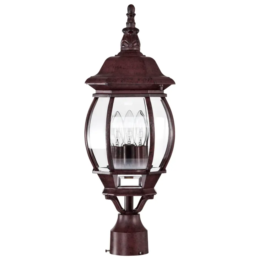 Central Park 3-Light Outdoor Post Lantern with Clear Beveled Glass - Image 3