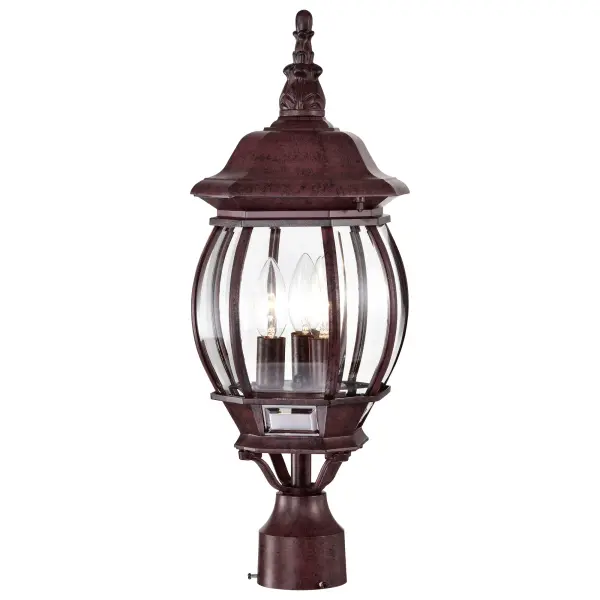 Central Park 3-Light Outdoor Post Lantern with Clear Beveled Glass - Image 4