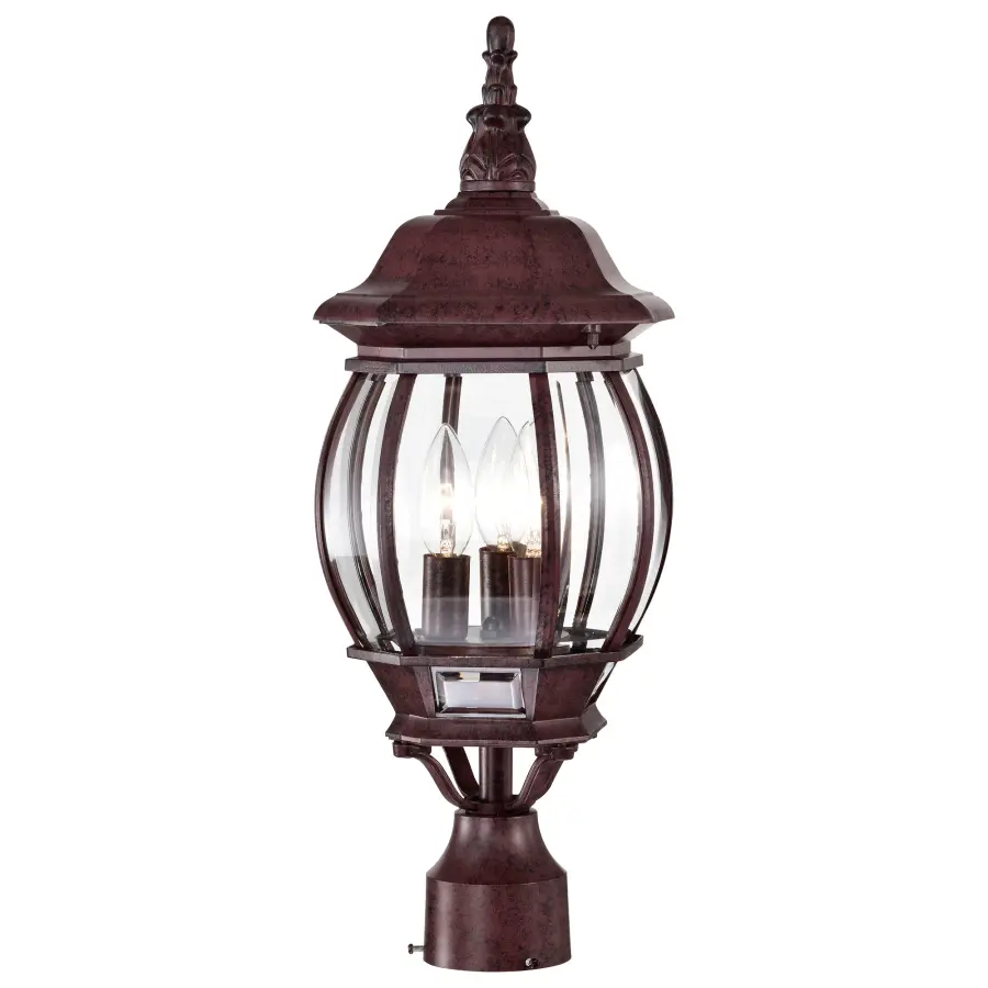Central Park 3-Light Outdoor Post Lantern with Clear Beveled Glass - Image 4