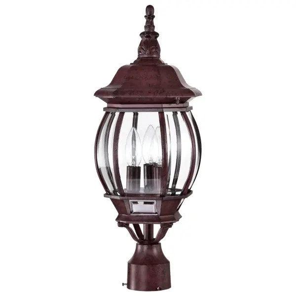 Central Park 3-Light Outdoor Post Lantern with Clear Beveled Glass - Image 5
