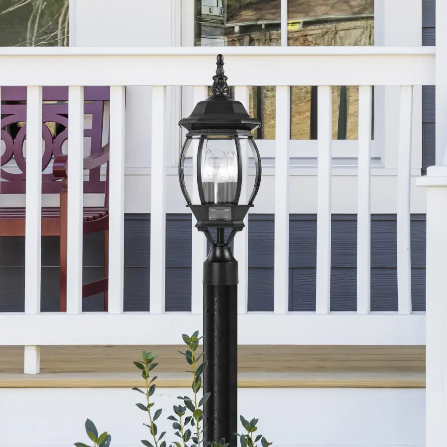 Central Park 3-Light Post Lantern with Clear Beveled Glass - Image 12
