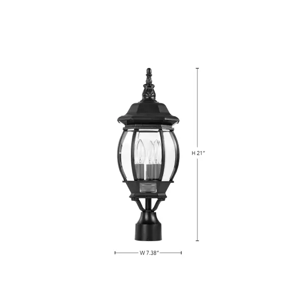 Central Park 3-Light Post Lantern with Clear Beveled Glass - Image 14