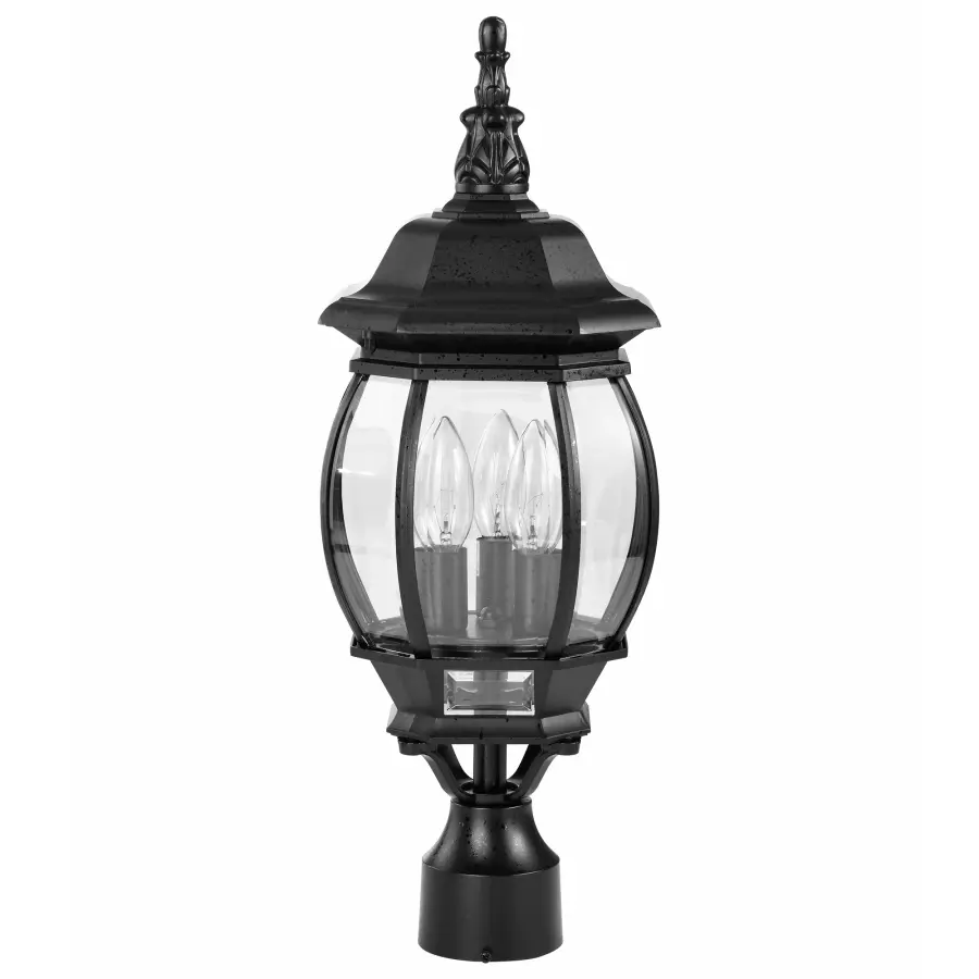 Central Park 3-Light Post Lantern with Clear Beveled Glass - Image 3