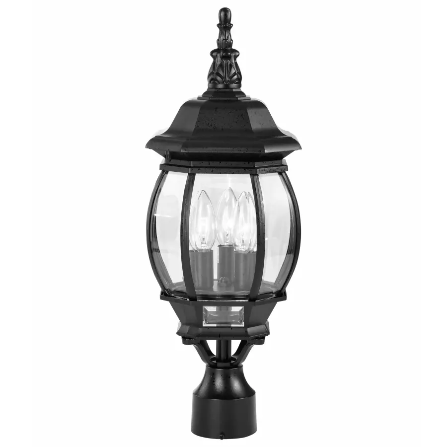 Central Park 3-Light Post Lantern with Clear Beveled Glass - Image 4