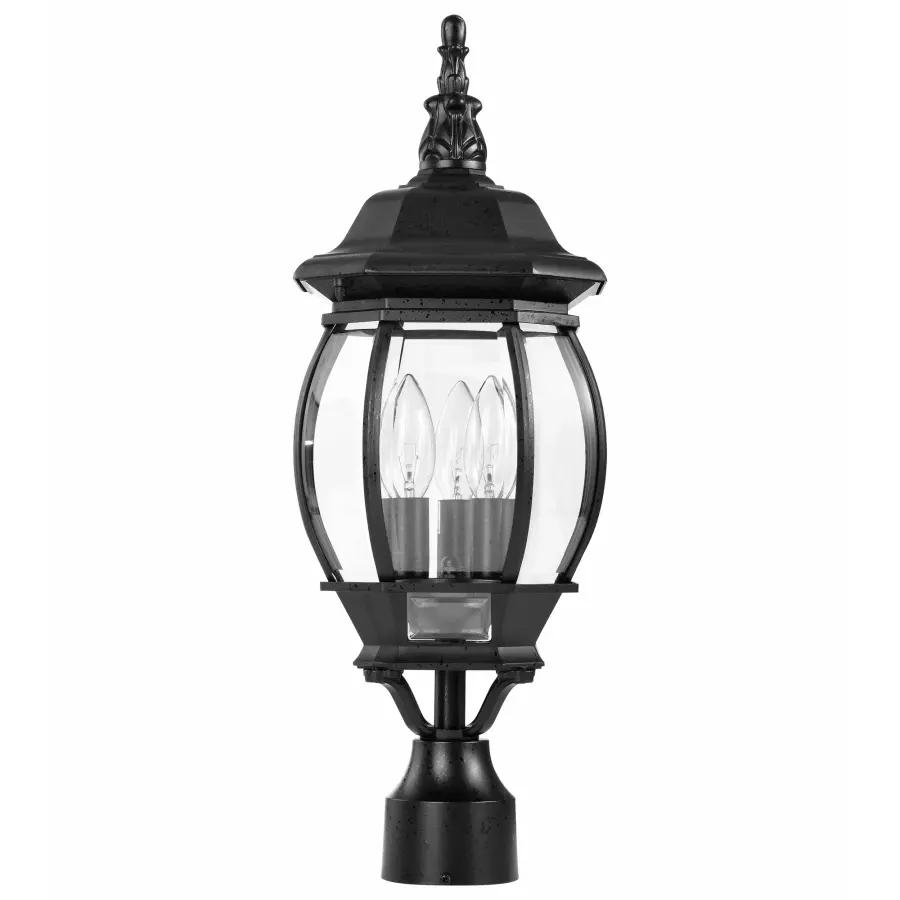 Central Park 3-Light Post Lantern with Clear Beveled Glass - Image 5