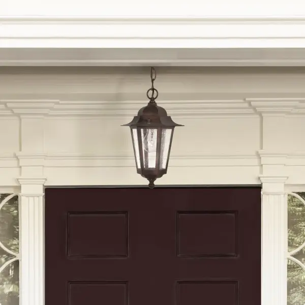 Cornerstone 13" Outdoor Hanging Lantern with Clear Seeded Glass - Image 3
